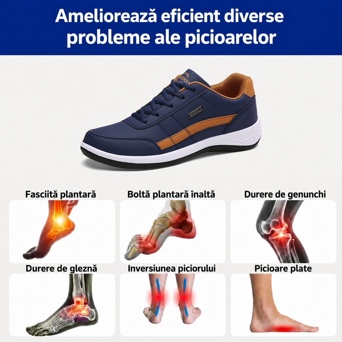 🎉 Reducere de 70% astăzi – Nu rata ocazia! 🔥 Încălțăminte ortopedică ergonomică – Ia-ți rămas-bun de la durerile de picioare.